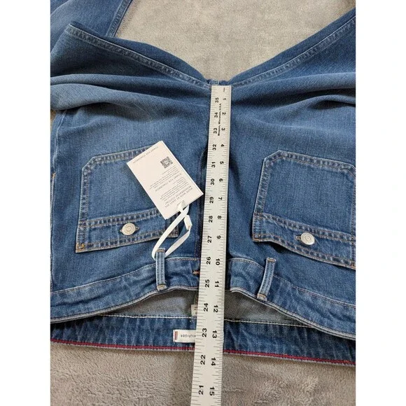 Tommy Hilfiger High Waist Bootcut Jeans Womens 32X30 Blue Denim Patch Pocket - Picture 12 of 14